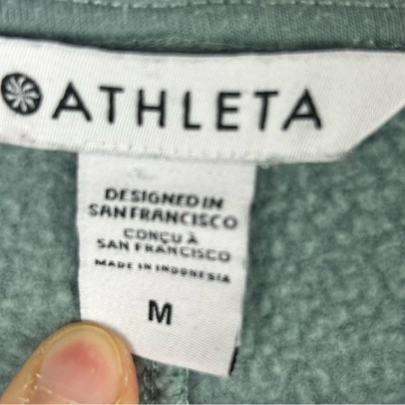 Athleta Retroplush Crewneck Green Sweatshirt Size Medium - Picture 3 of 11